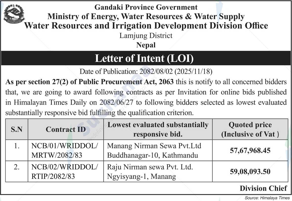 Water Resources and Irrigation Development Division Office, Lamjung