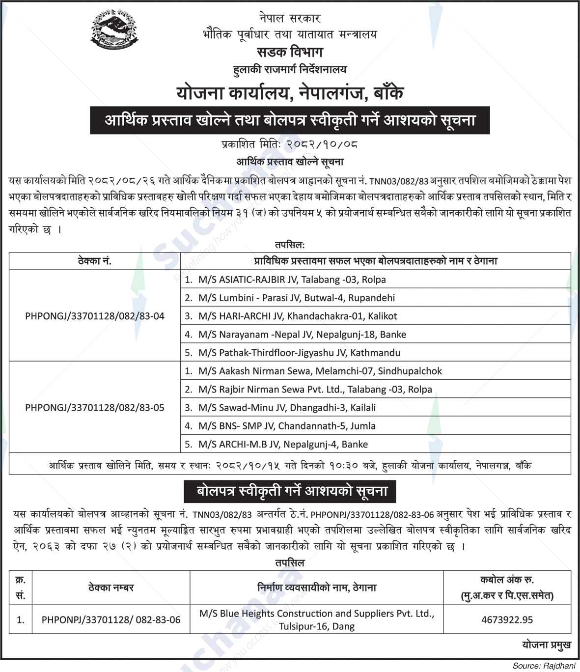 Postal highway directorate project office Nepalgunj