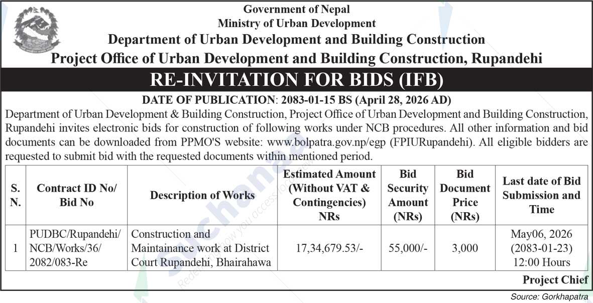 Project Office of Urban Development and Building Construction, Rupandehi