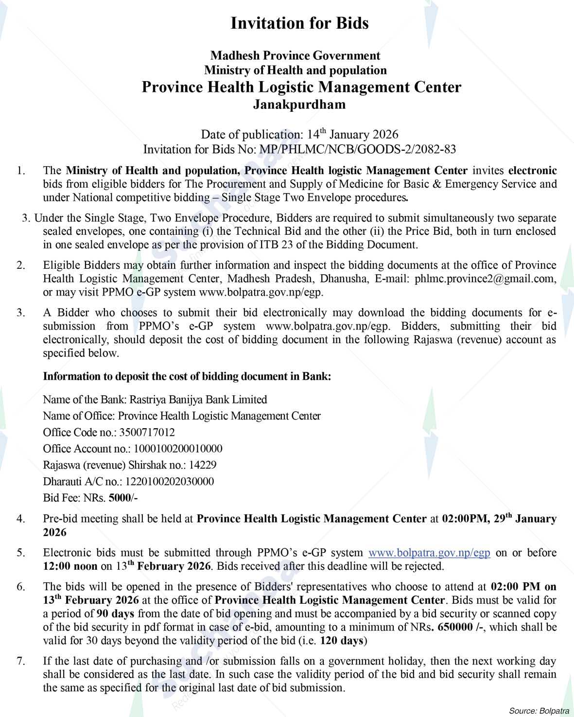 Province Health Logistic Management Center, Province-2
