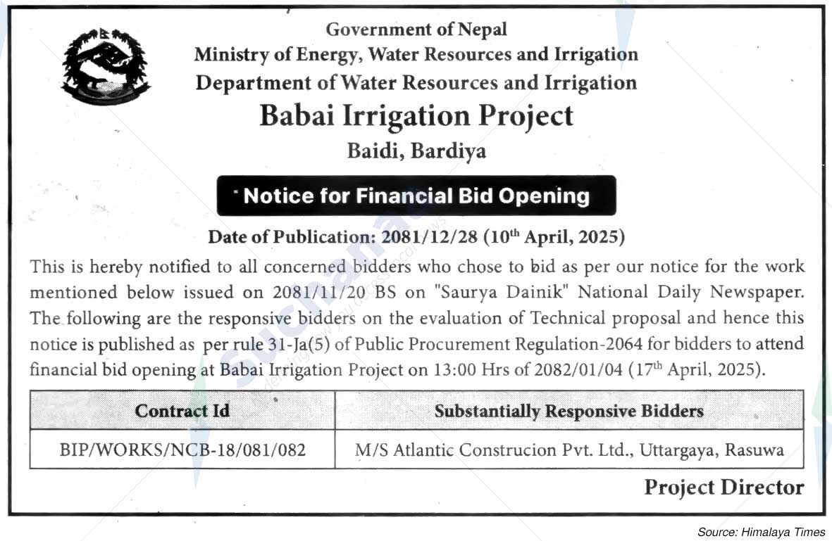Babai Irrigation Project, Baidi, Bardiya