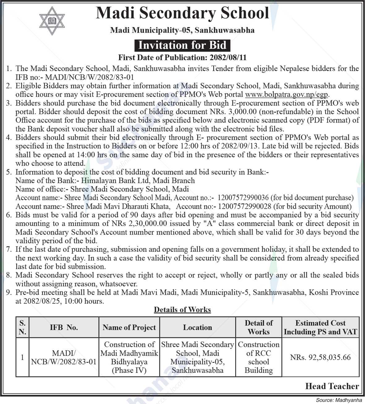 Madi Secondary School, Sankhuwasabha