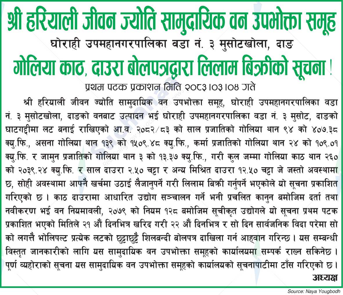 Shree Hariyali Jeevan Jyoti Saa.Wa.Wo.Sa.