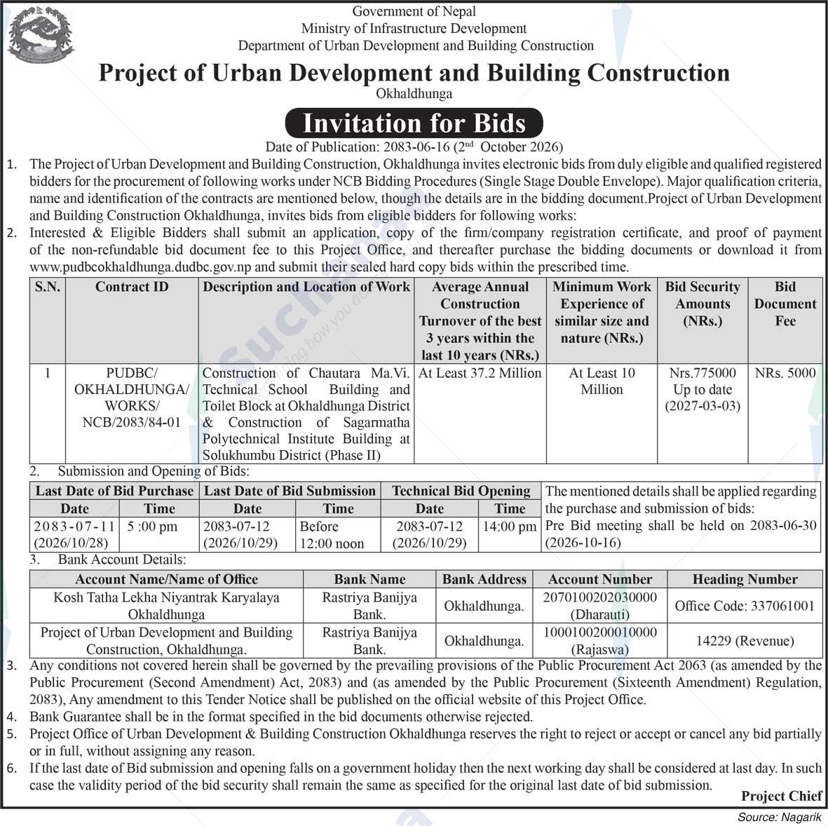 Project Office of Urban Development and Building Construction, Okhaldhunga