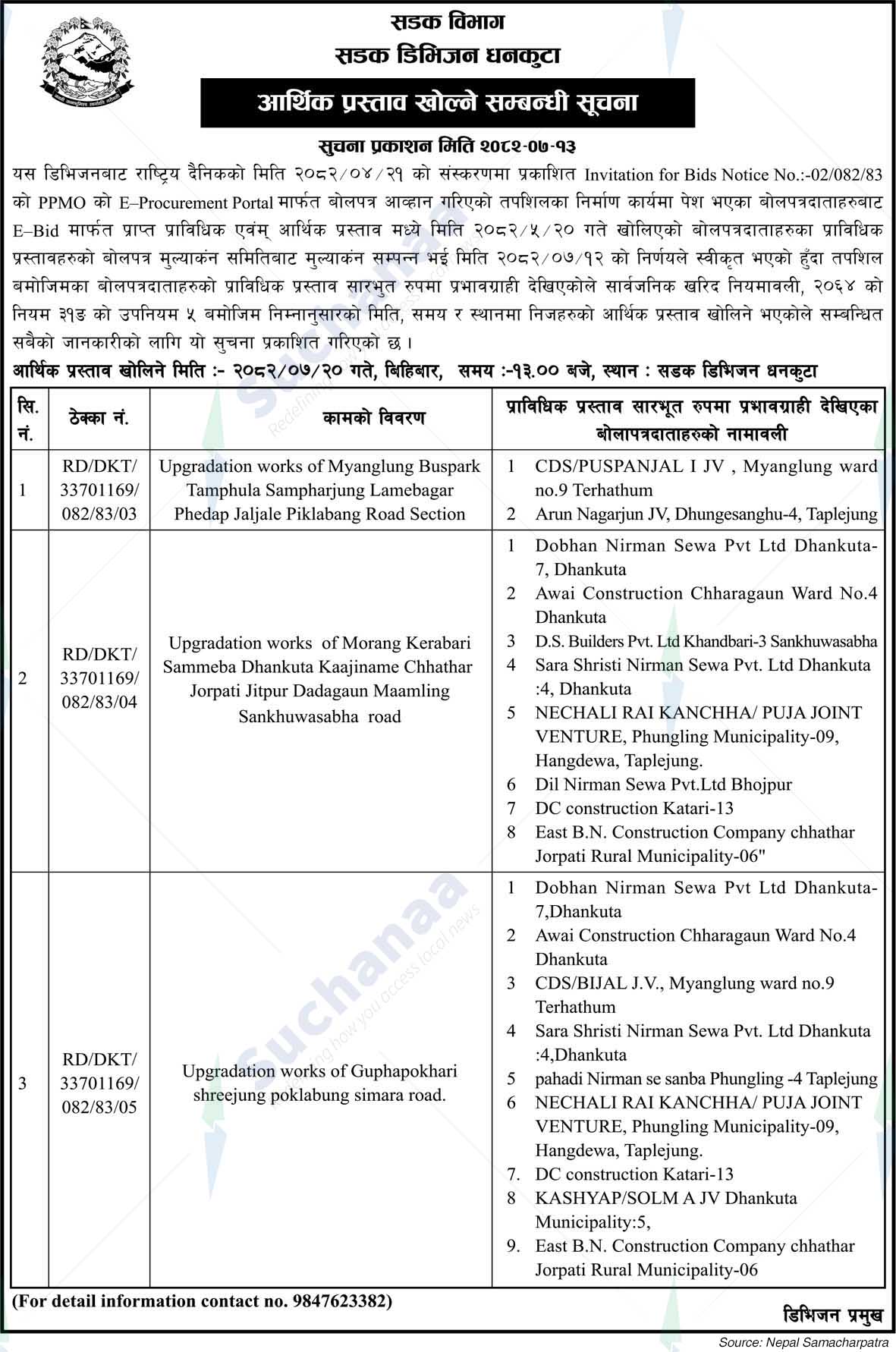 Road Division, Dhankuta