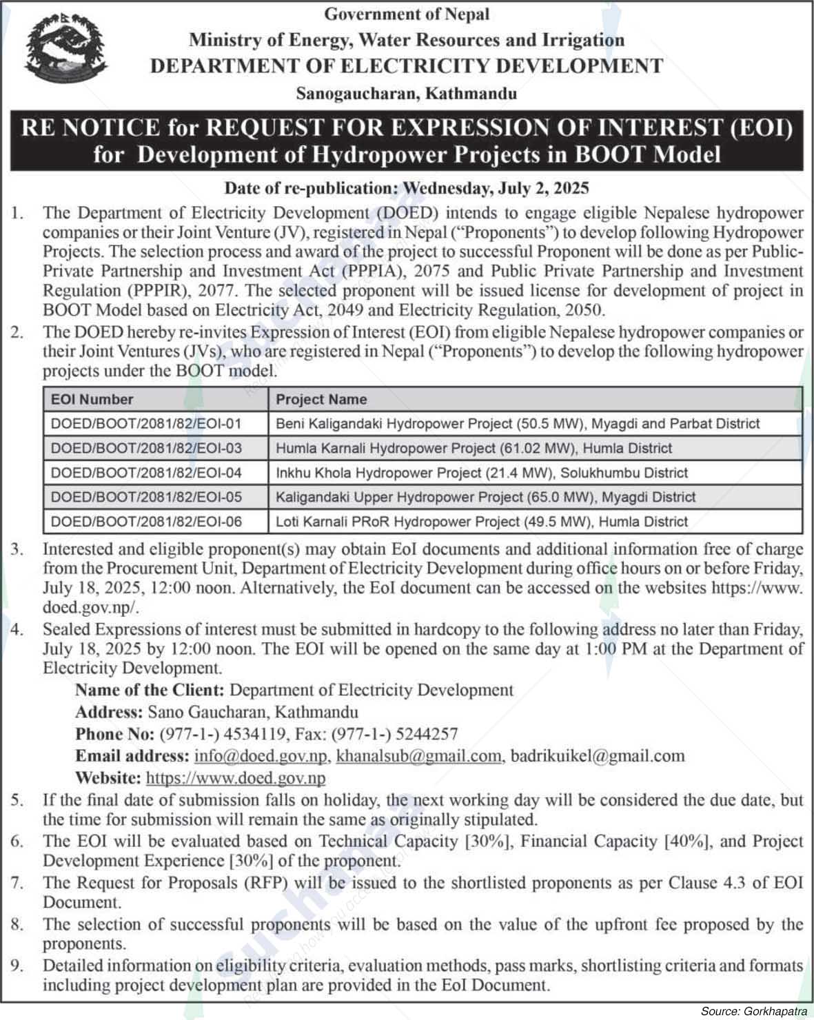 Department of Electricity Development