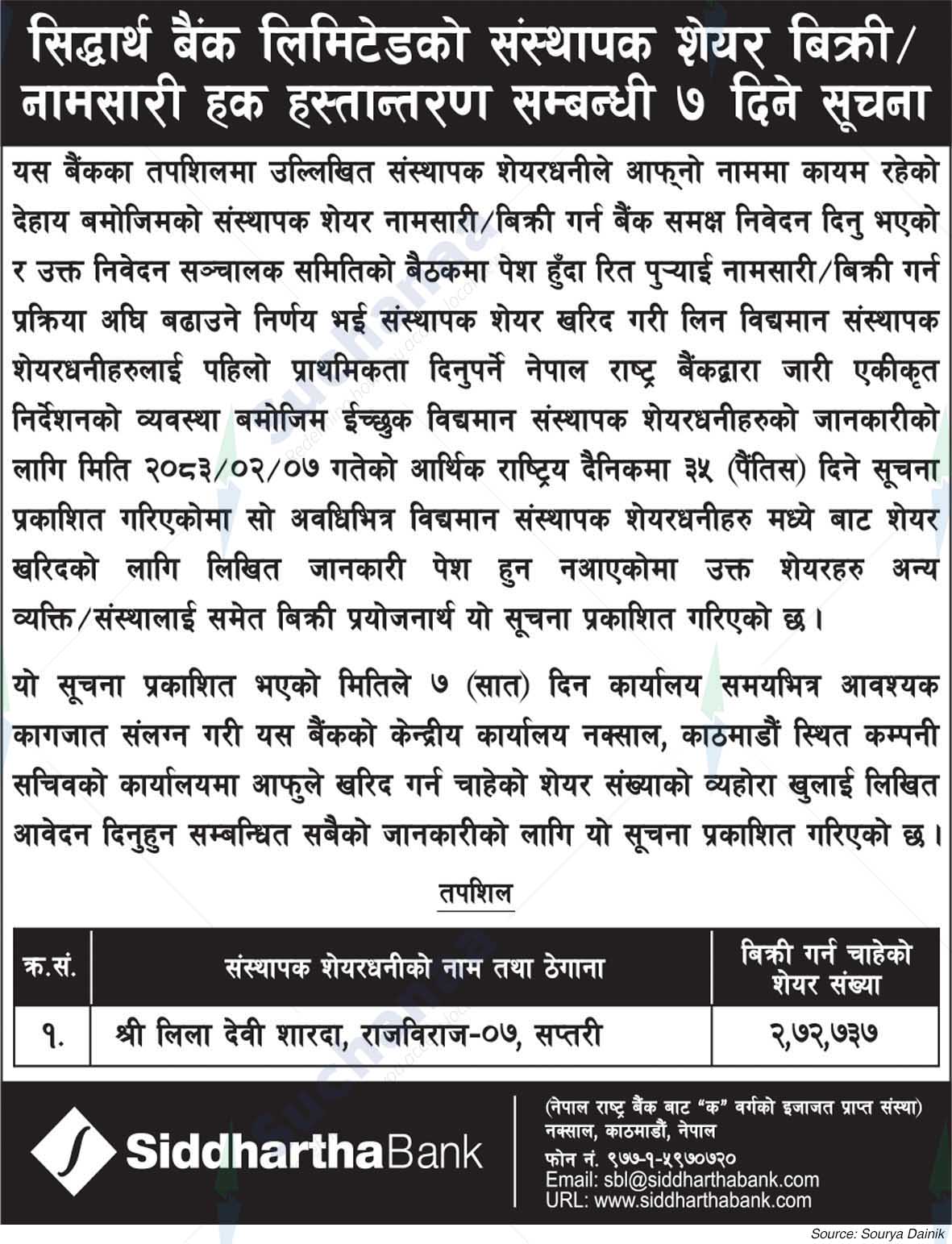 Siddhartha Bank Limited