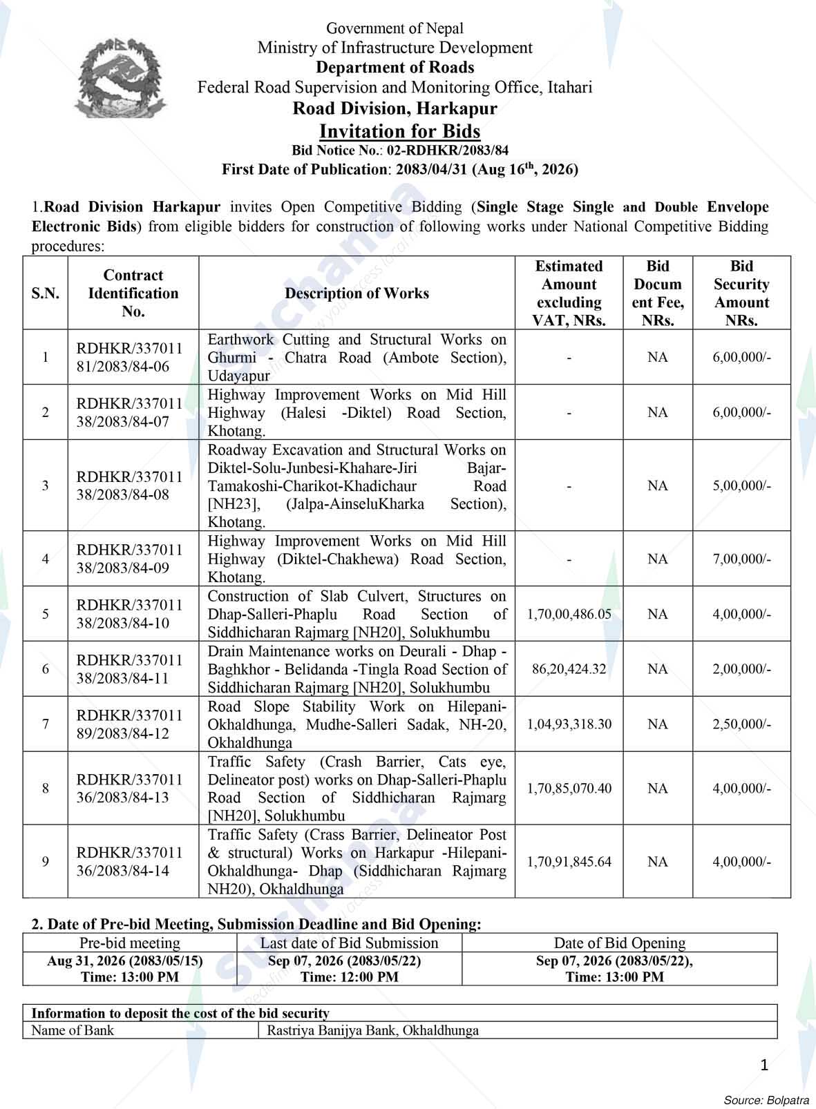 Road Division, Harkapur
