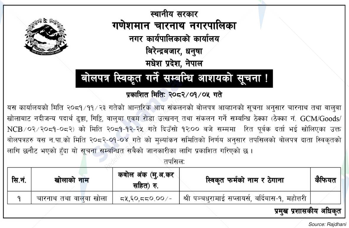 Ganeshman Charnath Municipality