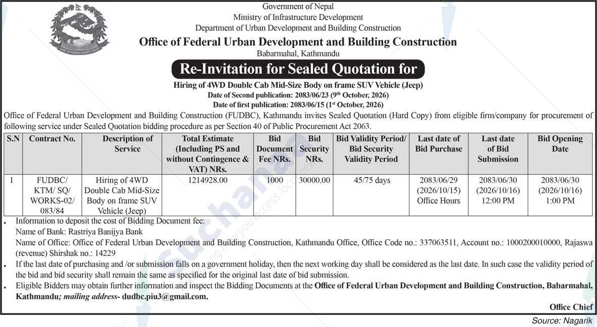 Office of Federal Urban Development and Building Construction, Kathmandu