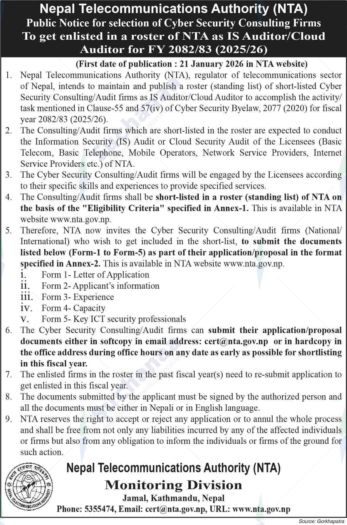 Nepal Telecommunications Authority (NTA), Jamal, Kathmandu