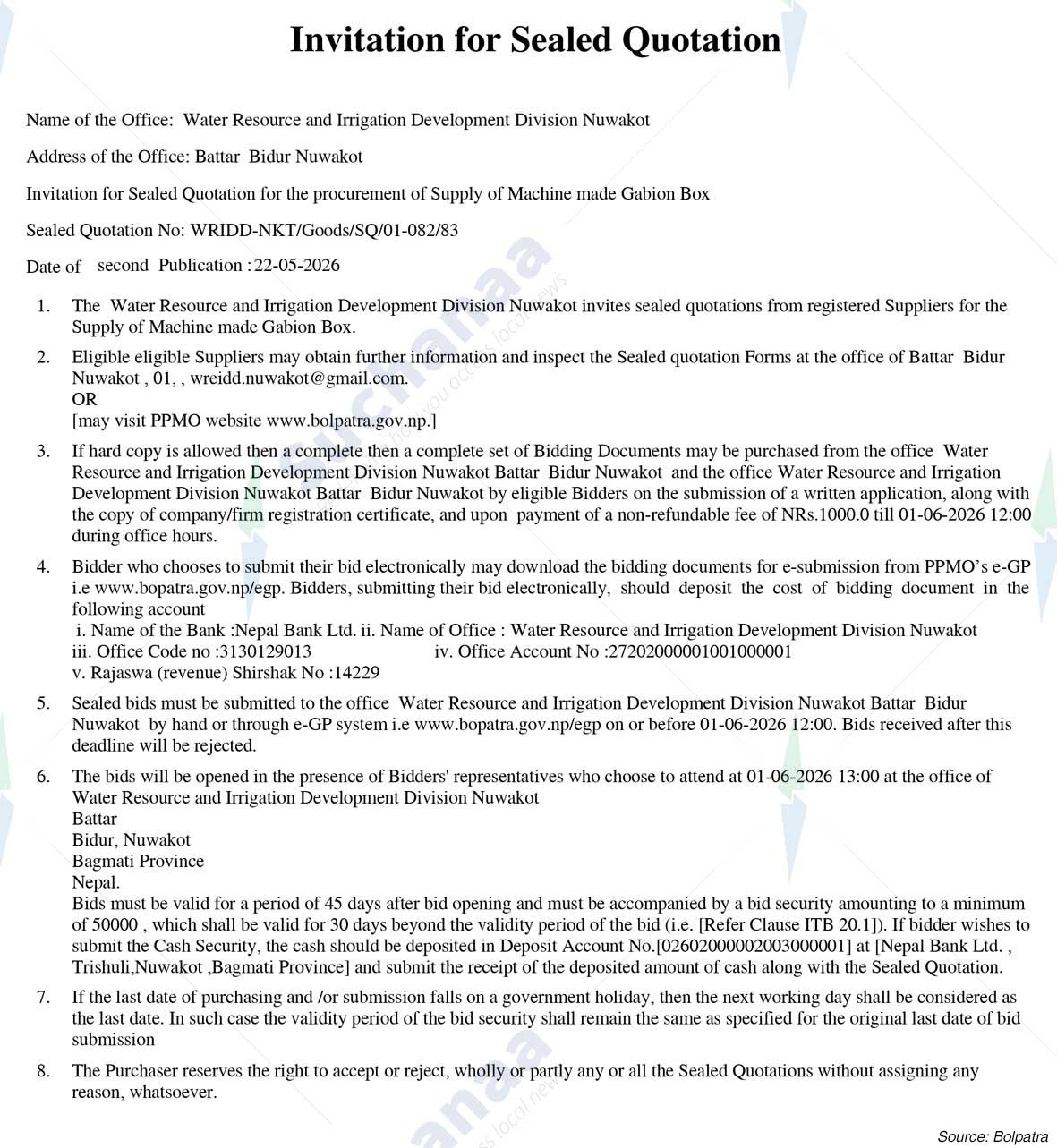 Water Resource and Irrigation Development Division, Nuwakot
