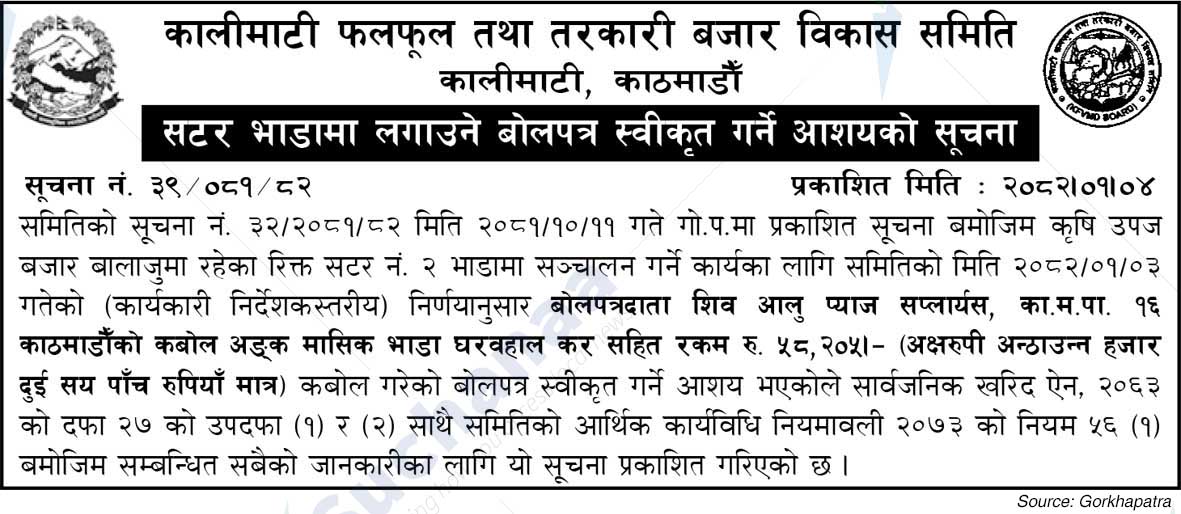 Kalimati Fruits and Vegetales Market Development Board