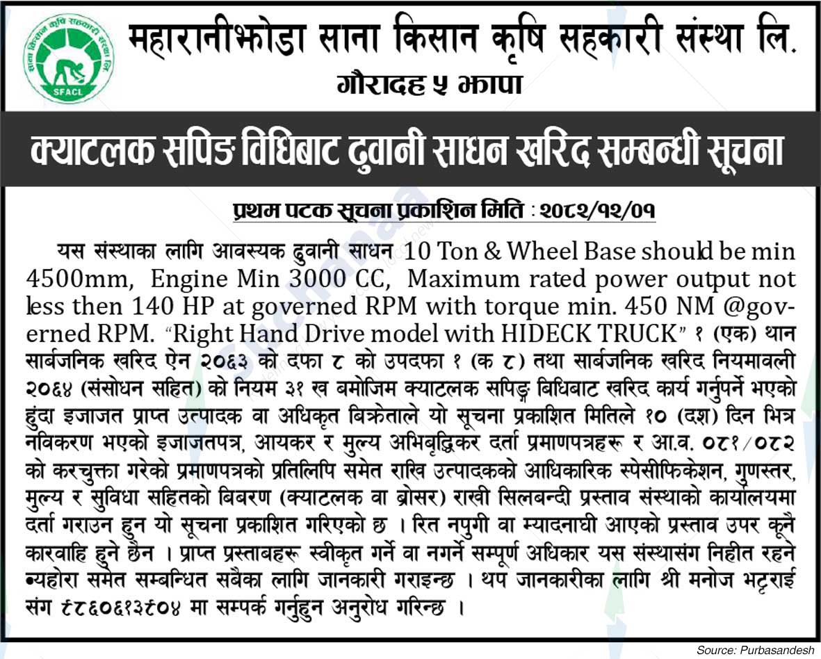 Maharanijhoda Sana Kishan Krishi Sahakari Sanstha Limited, Jhapa