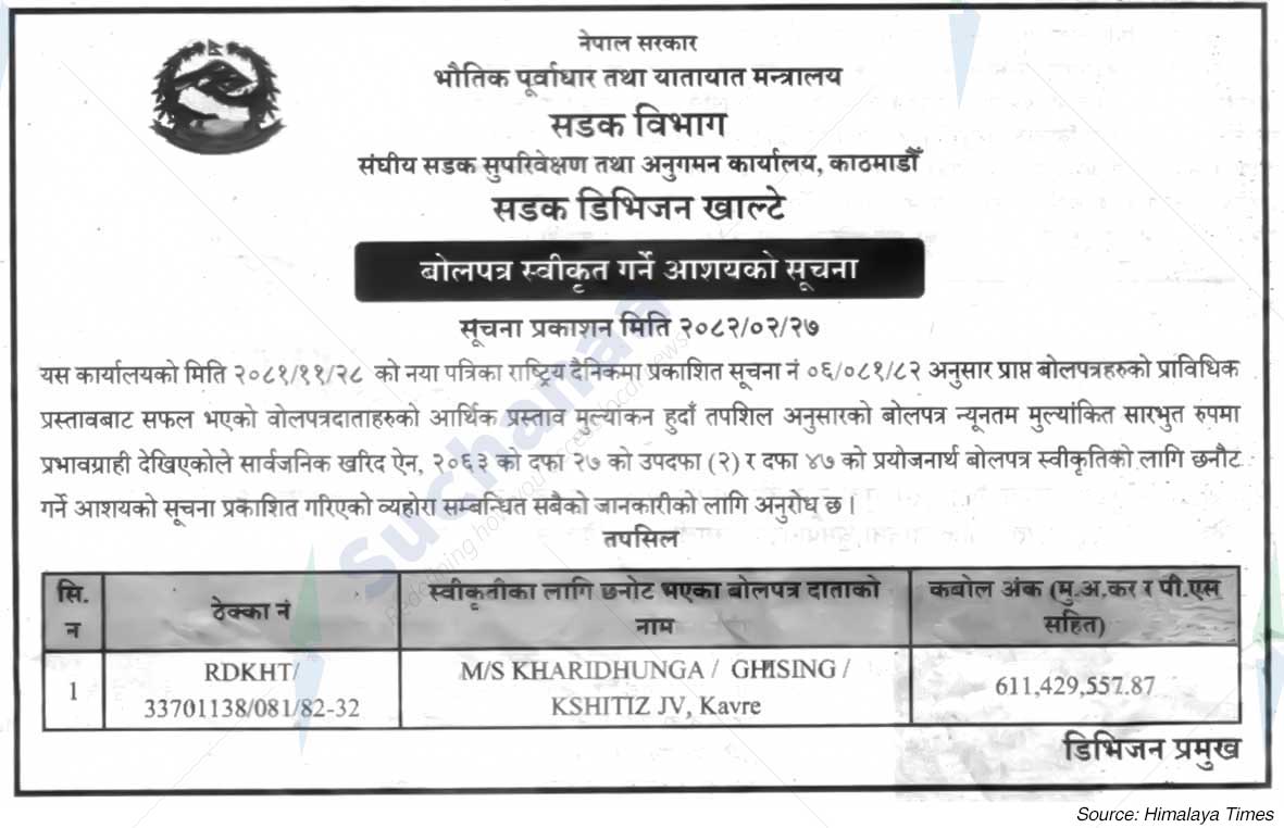 Road Division, Khalte