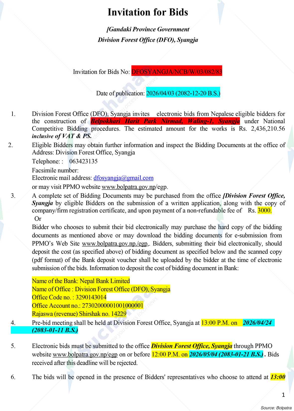 Division Forest Office, Syangja