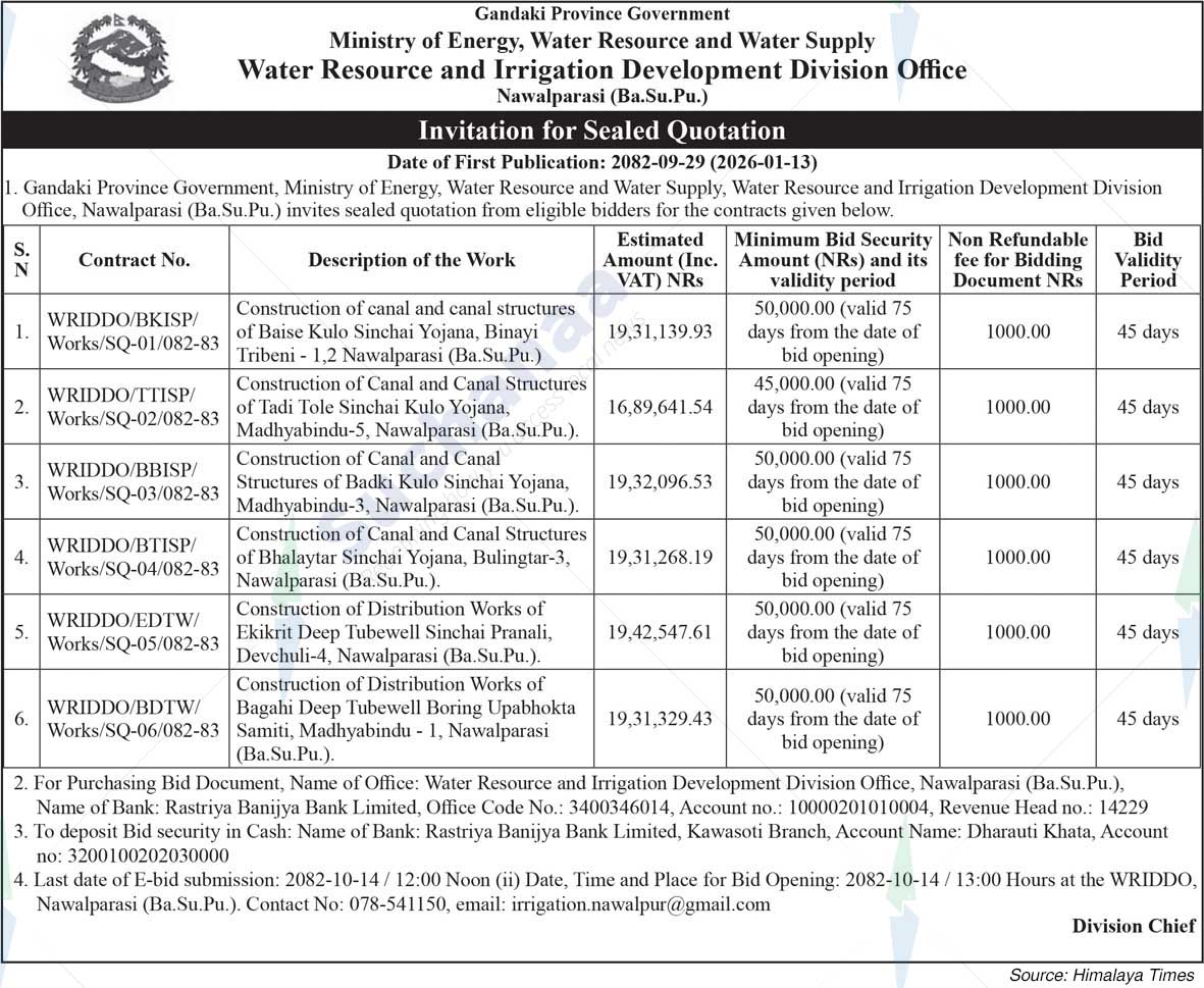 Water Resource and Irrigation Development Division Office, Nawalparasi