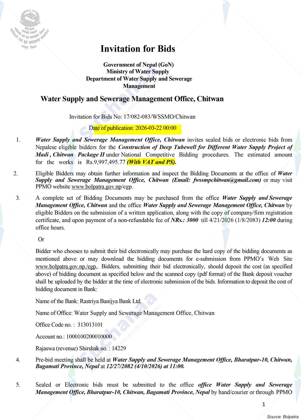 Water Supply & Sewerage Management Office, Chitwan