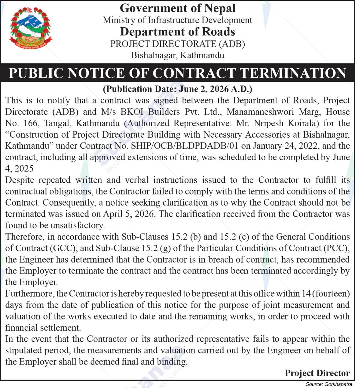 Project Directorate (ADB), Bishalnagar, Kathmandu