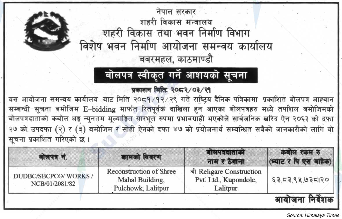 Special Building Construction Project Coordination Office, Babarmahal