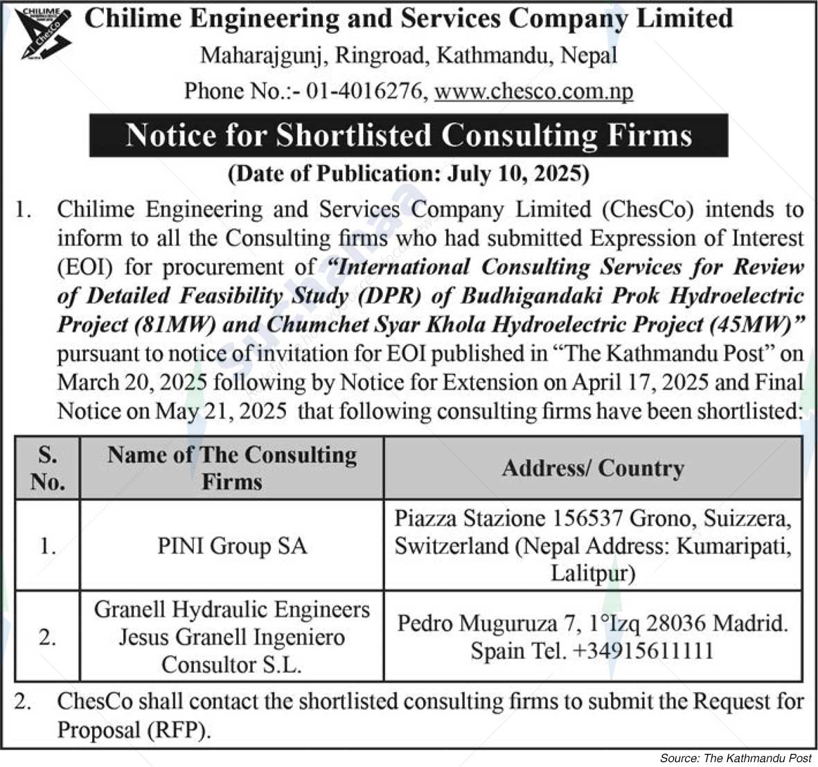Chilime Engineering and Services Company Limited