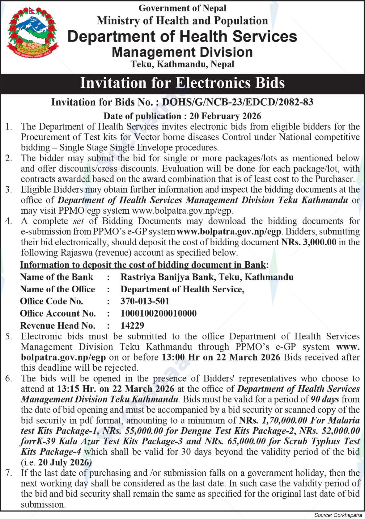 Department of Health Services Management Division