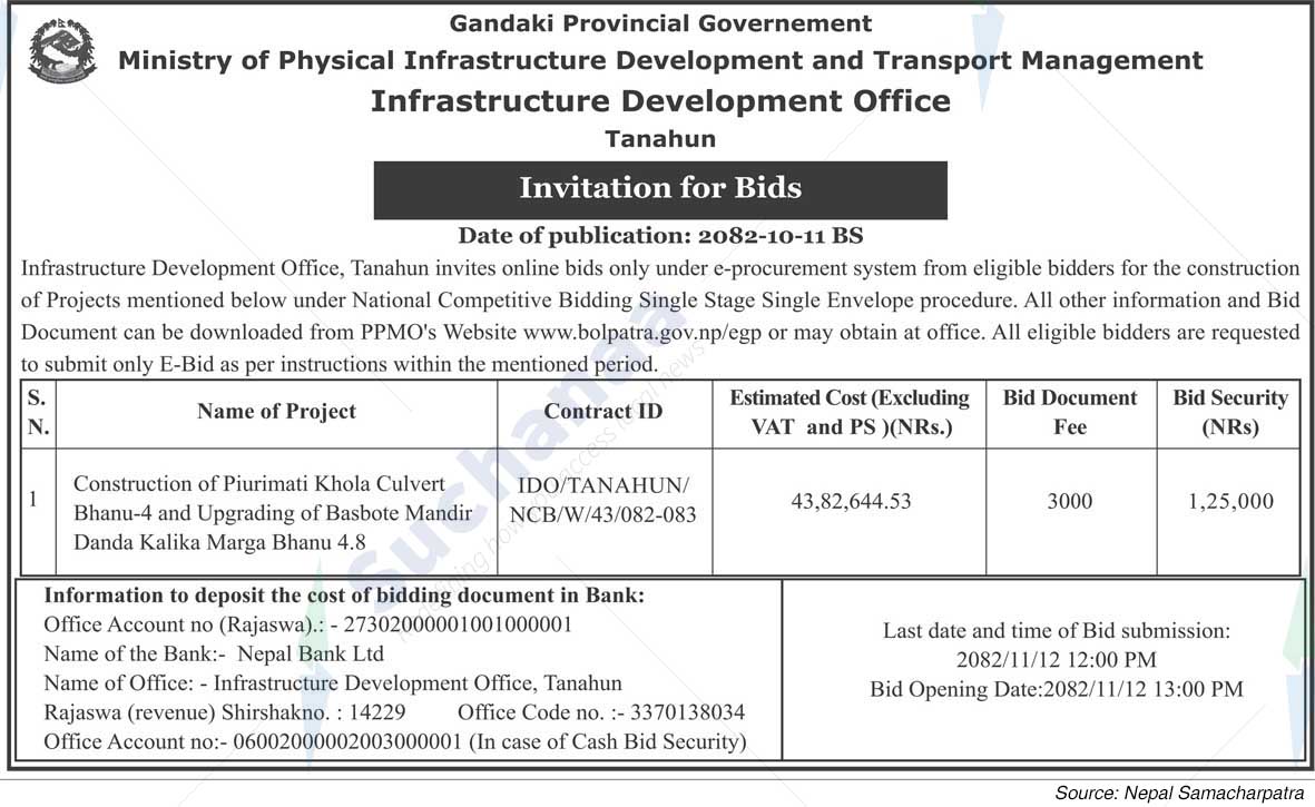 Infrastructure Development Office, Tanahun