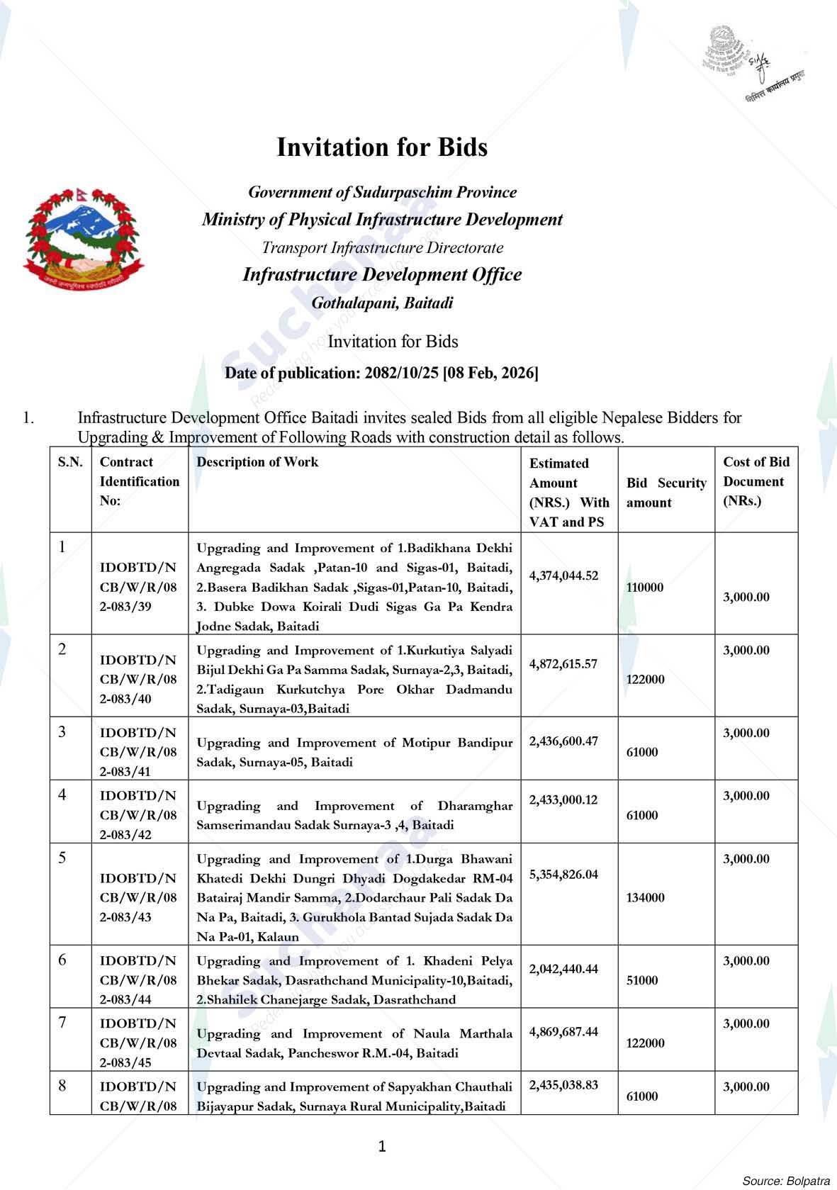 Infrastructure Development Office, Baitadi