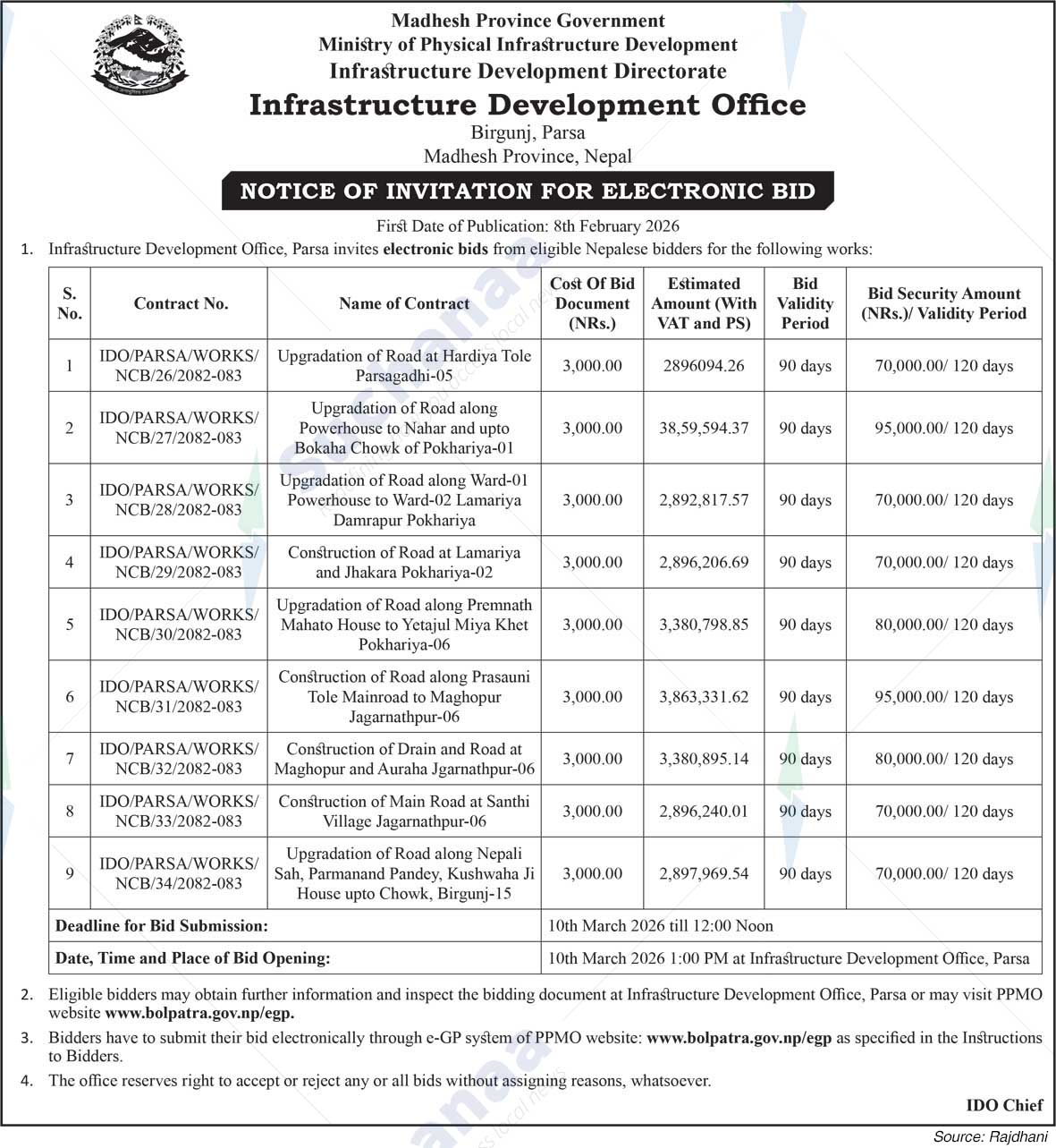 Infrastructure Development Office, Parsa