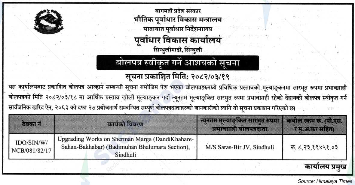 Infrastructure Development Office, Sindhuli