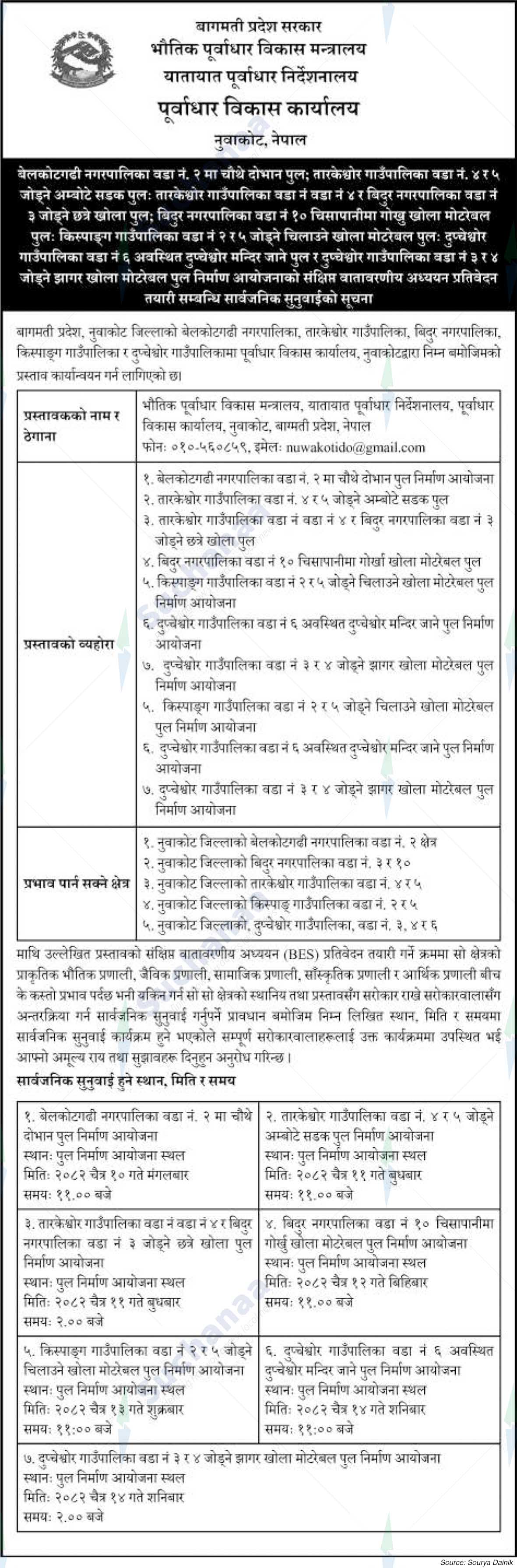 Infrastructure Development Office, Nuwakot