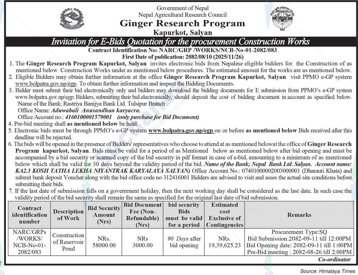 Ginger Research Program, Kapurkot, Salyan