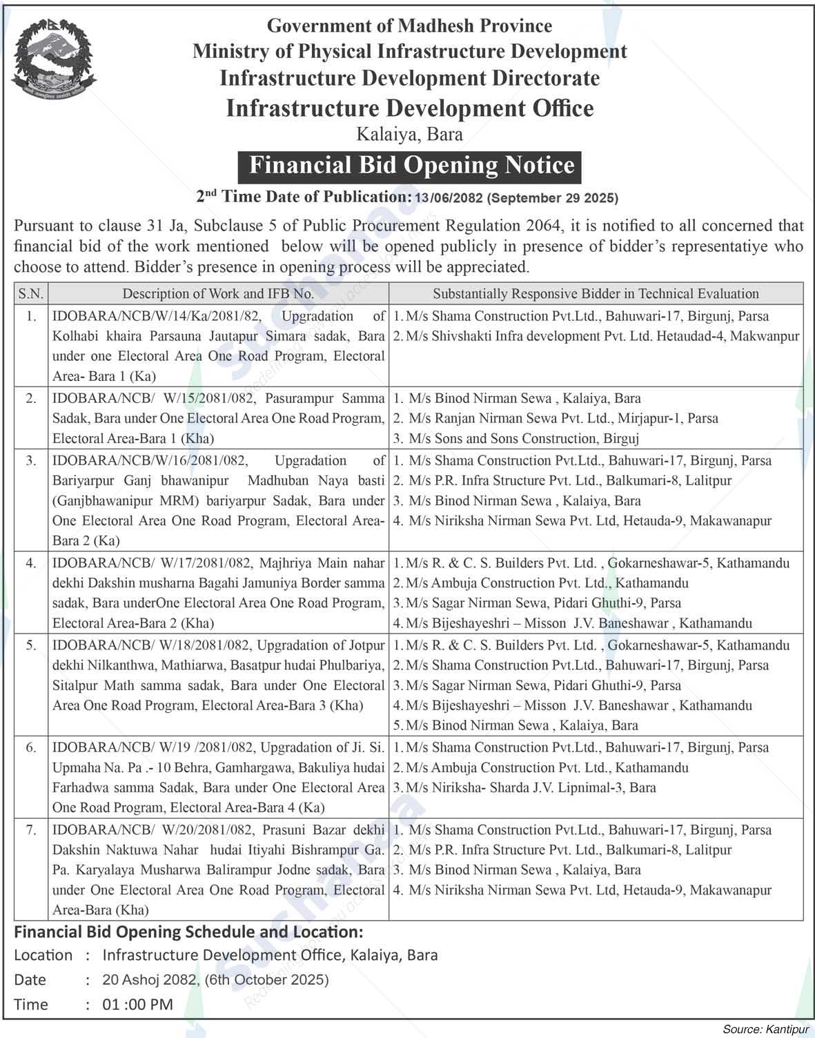 Infrastructure Development Office, Kalaiya, Bara