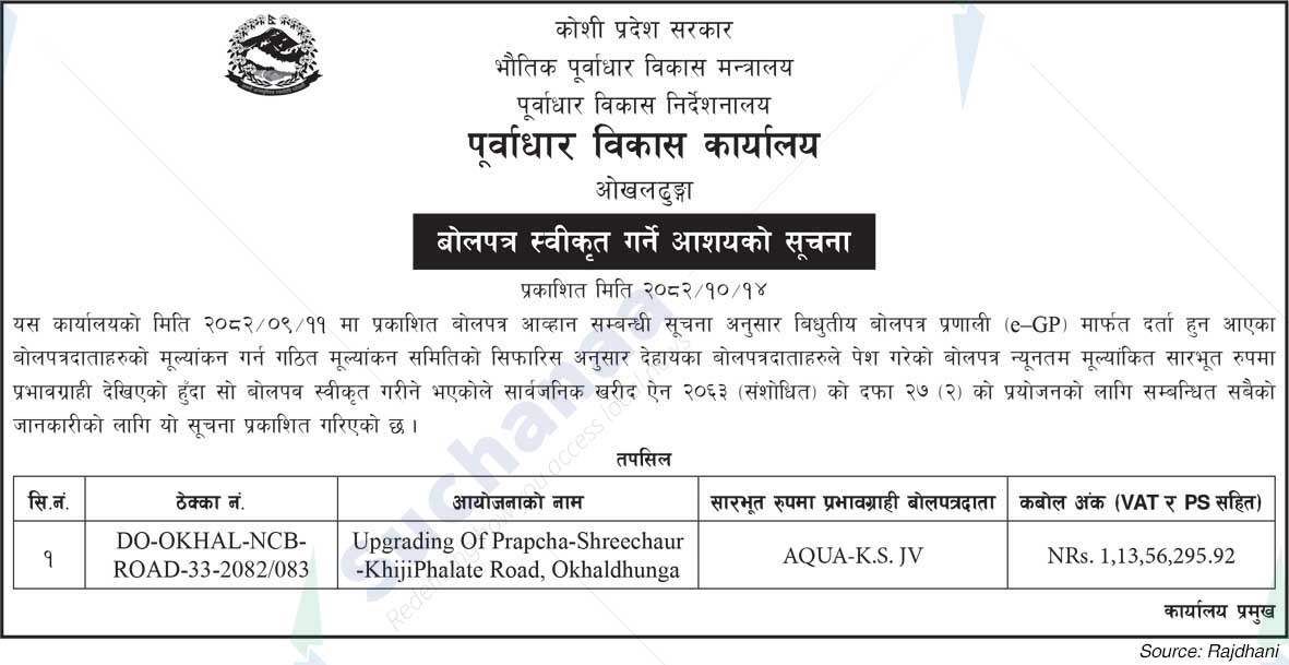 nfrastructure Development Office Okhaldhunga