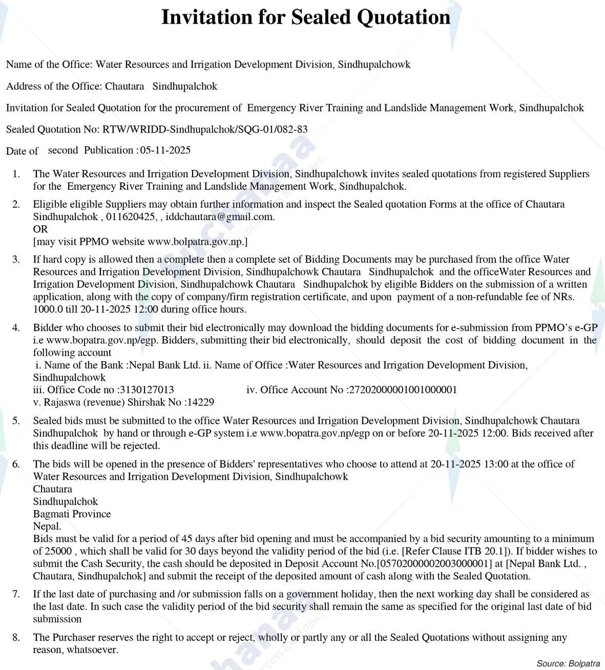 Water Resources and Irrigation Development Division, Sindhupalchowk