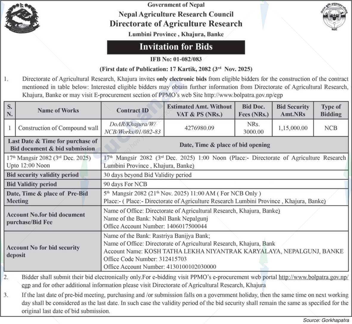 Directorate of Agriculture Research