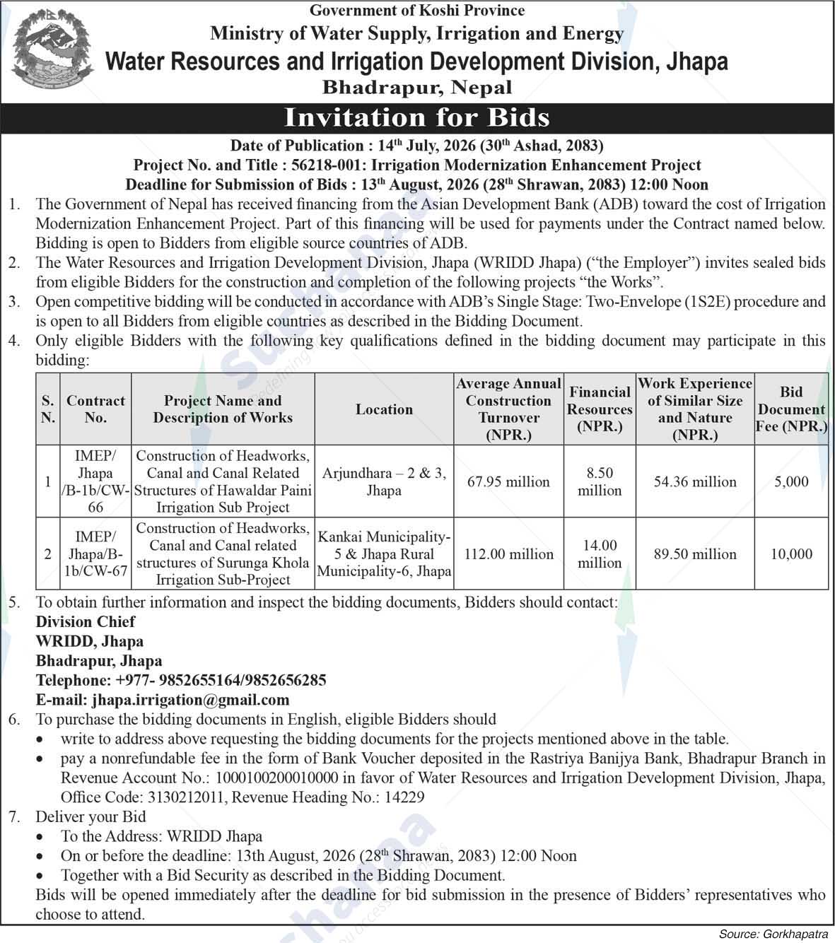 Water Resources and Irrigation Development Division, Jhapa