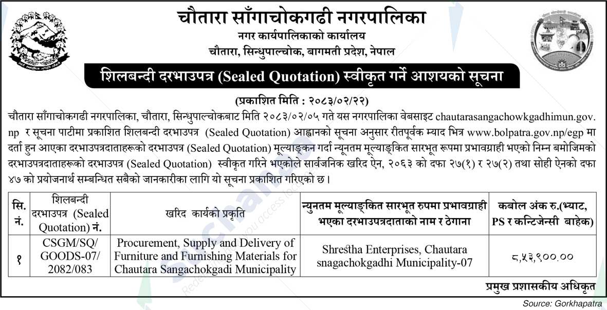 Chautara Sangchokgadhi Municipality