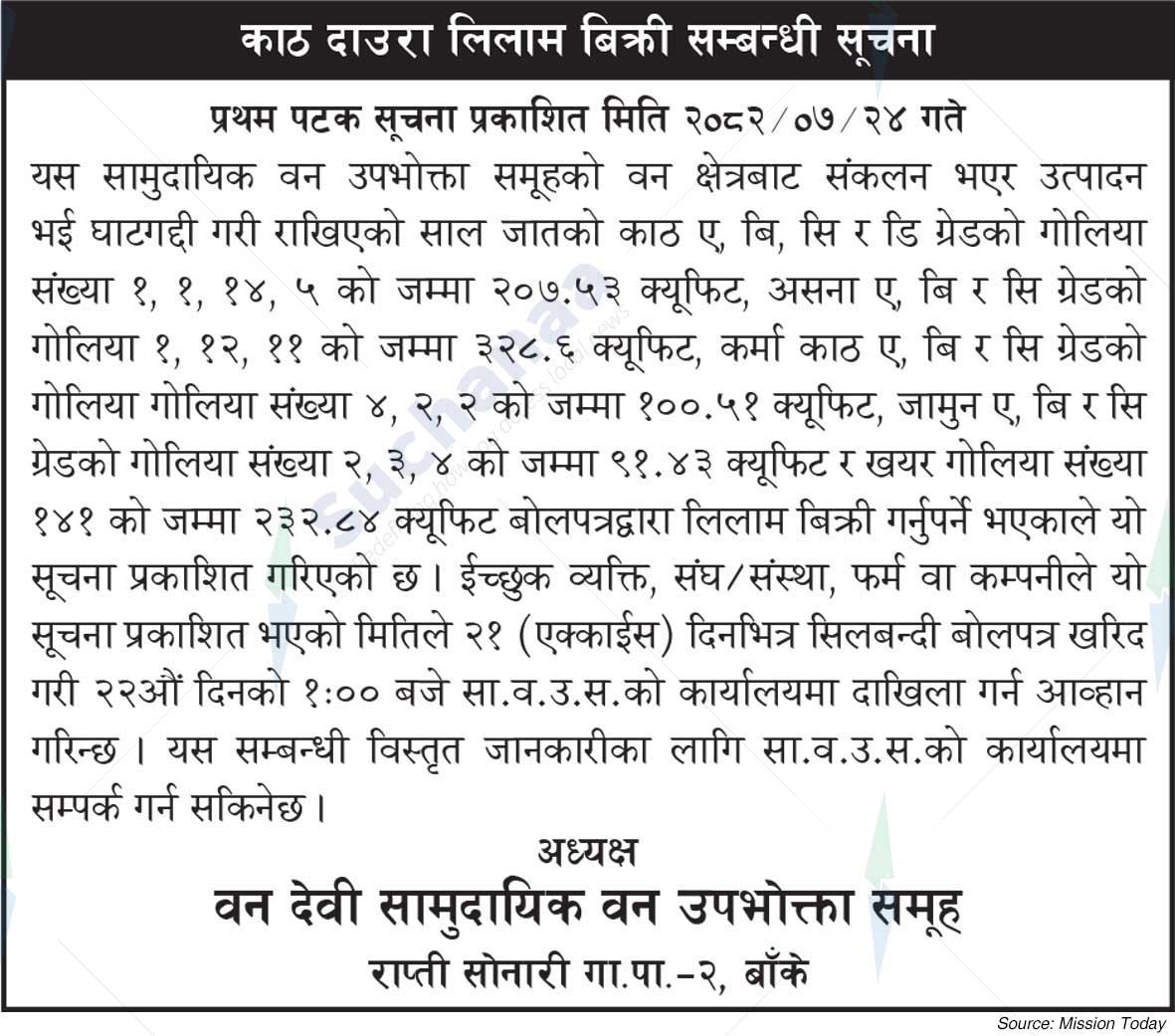 Van Devi Community Forest Consumer Group, Banke