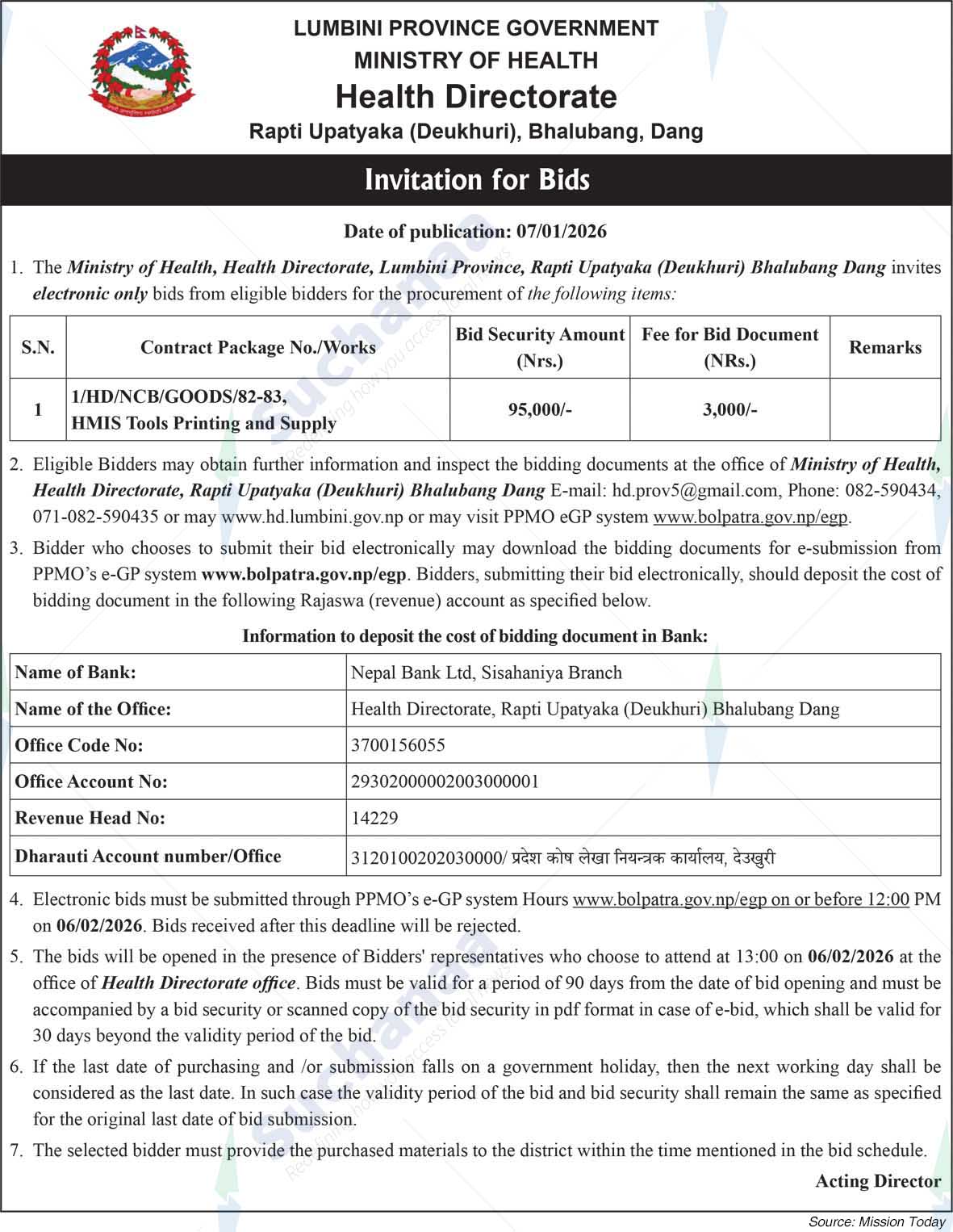 Health Directorate, Rapti Upatyaka (Deukhuri) Bhalubang, Dang