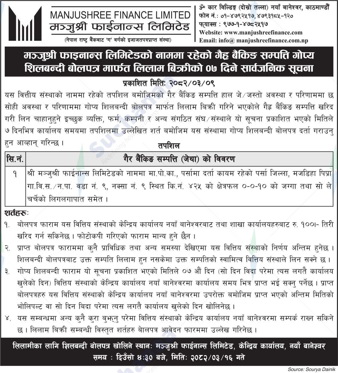 Manjushree Finance Limited