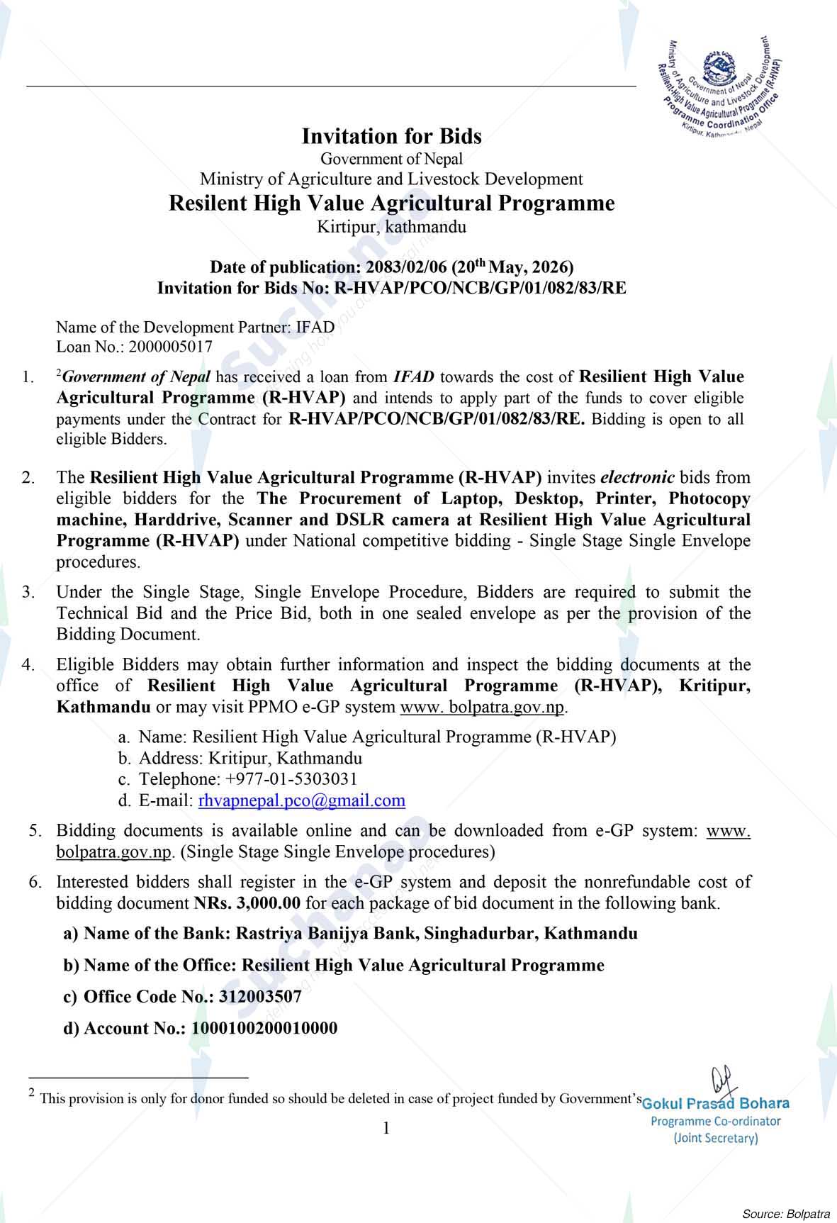 Resilient High Value Agricultural Programme