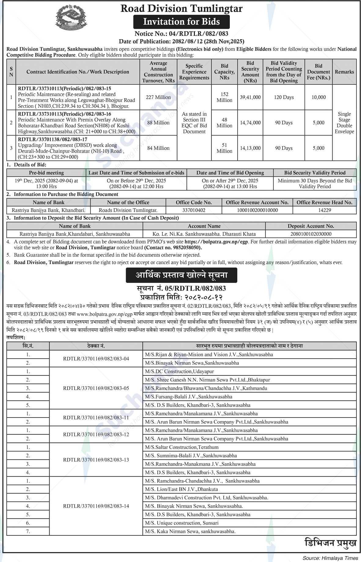 Road Division, Tumlingtar