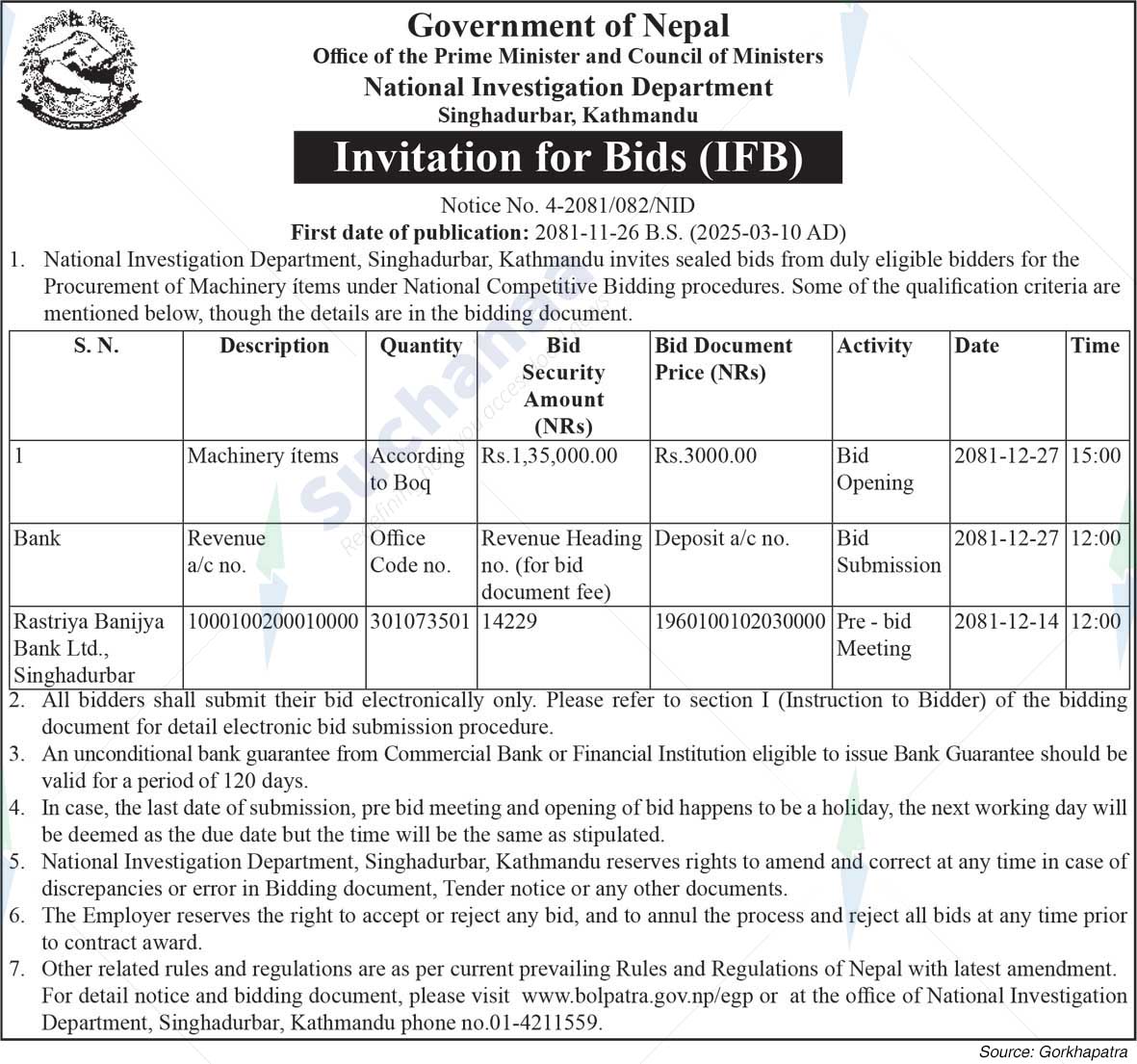 National Investigation Department