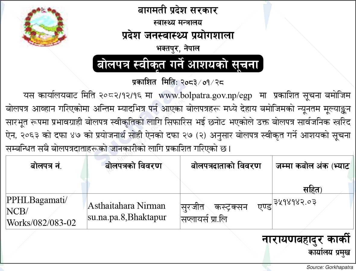 Province Public Health Laboratory, Bhaktapur