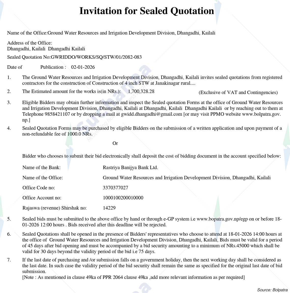 Ground Water Resources and Irrigation Development Division, Dhangadhi, Kailali