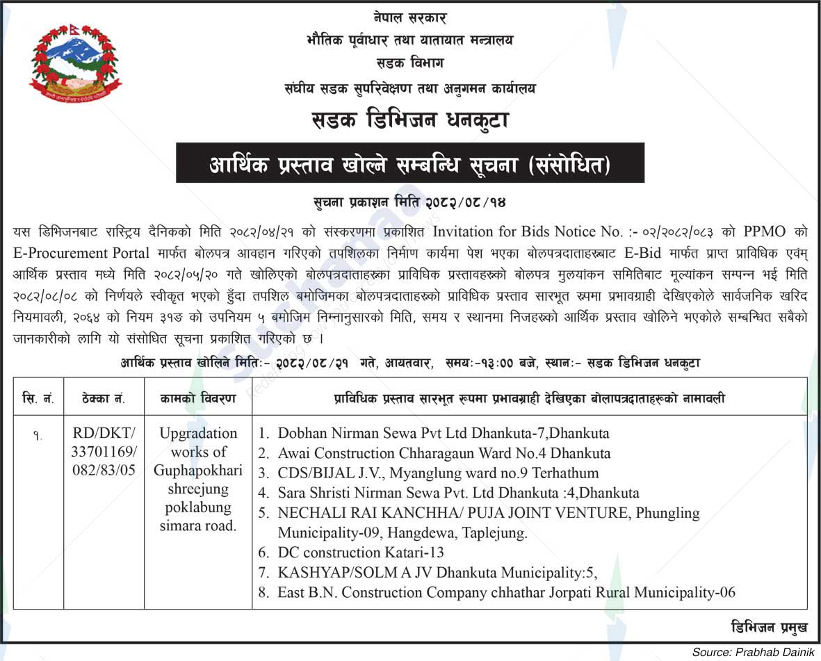 Road Division, Dhankuta