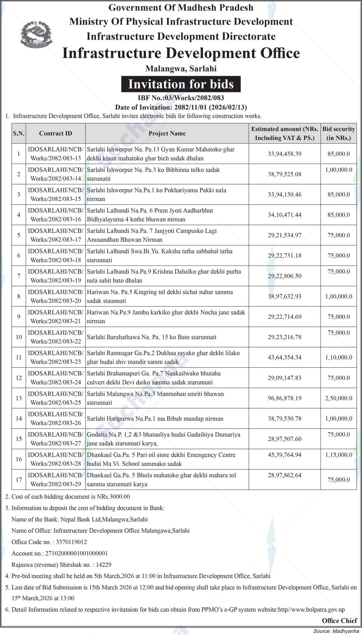 Infrastructure Development Office, Sarlahi