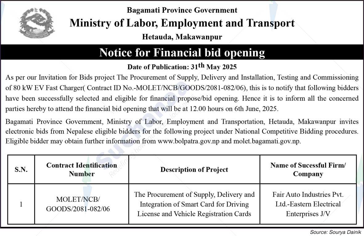 Ministry of Labor, Employment and Transport, Bagmati