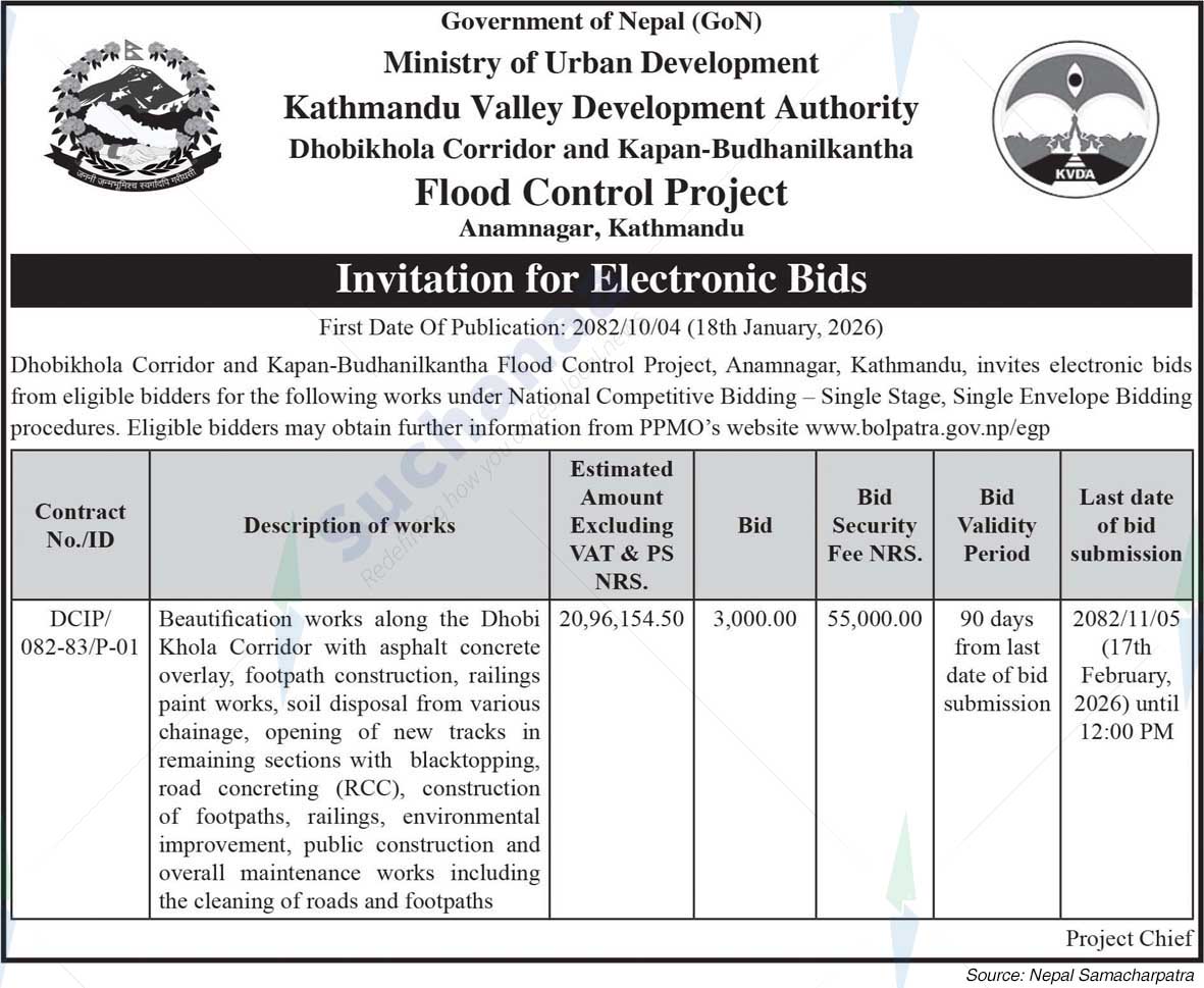 Dhobikhola Corridor and Kapan-Budhanilkantha Flood Control Project, Kathmandu